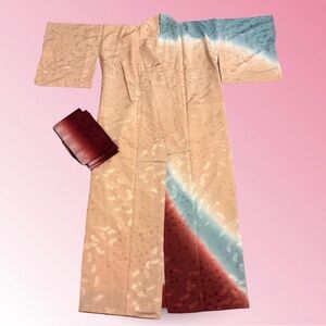 Elegant Vintage Kimono with Colorful Accents